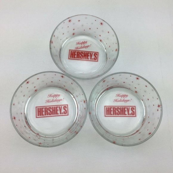 Target Hershey's Holiday Glass Dish Collection Set of 3 Bowls Clear Red With Box - Picture 1 of 10